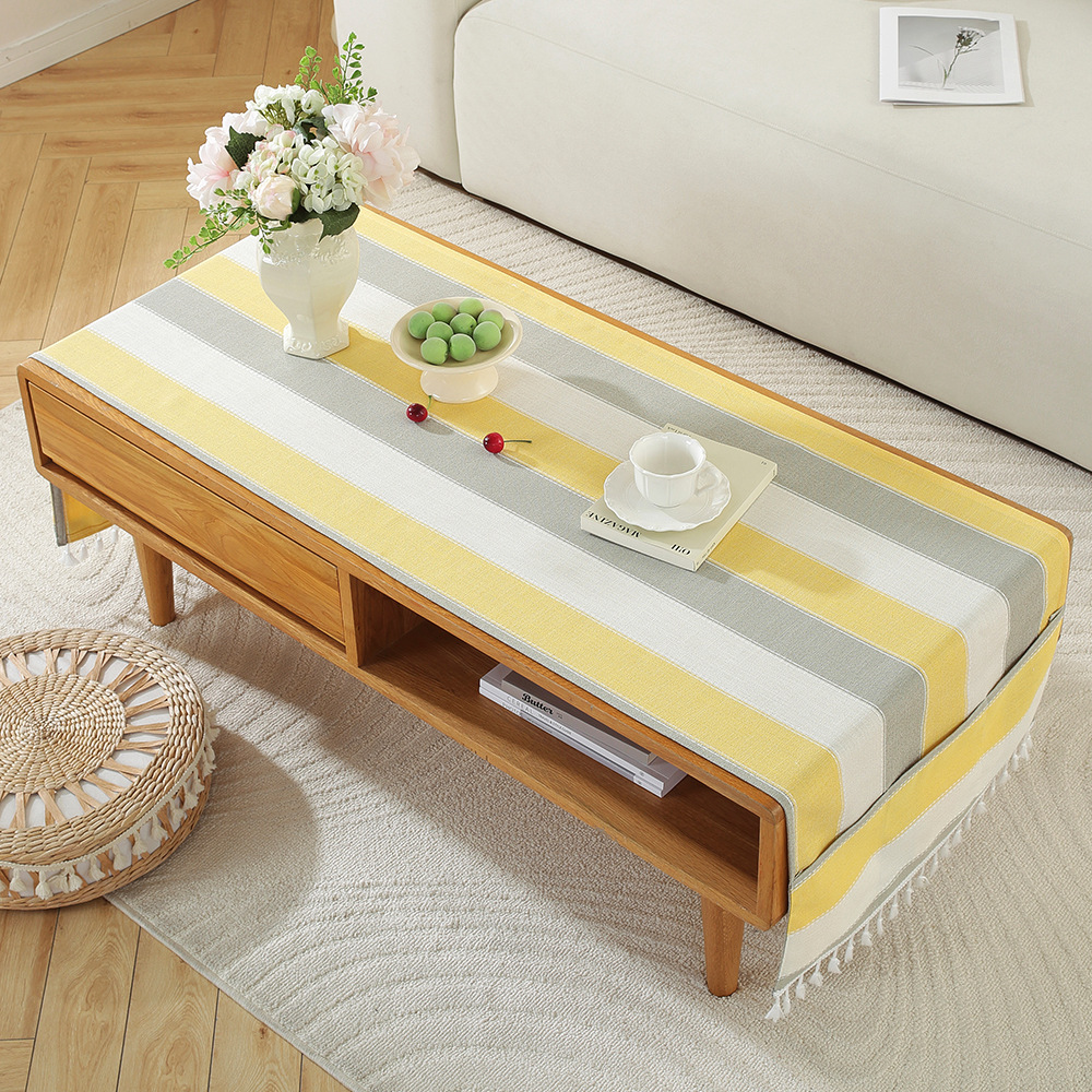 A751 Nordic home modern simple cotton and linen storage cover cloth rectangular tablecloth living room TV cabinet coffee table cover towel spot