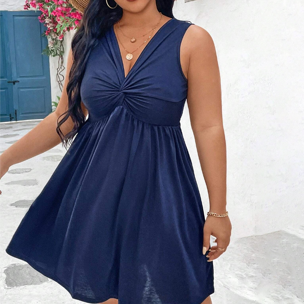 Oversized Womens Clothing with Twisted and Wrinkled Chest Design Showing a Slimming and Fashionable Temperament. Dresses for Women