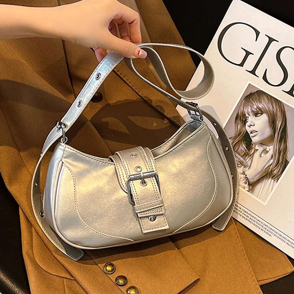 PU Leather Shoulder Bags Women Chic Underarm Spicy Girls Y2k Punk Style Simple Female Commuter Crossbody Bag Handbag
