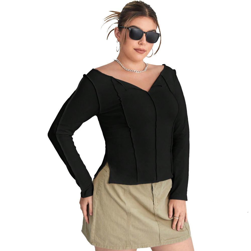 Oversized Womens Instagram Trendy T-shirt Autumn/winter Long Sleeved Fashionable Slim Fit Base Top