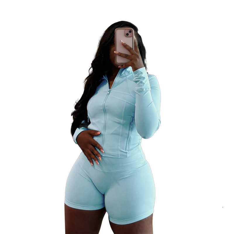 Women Tracksuits Two Pieces Set 2025 New Fashion Sports Leisure Sexy Tight Long Sleeve Shorts Sportwear 16 Colours
