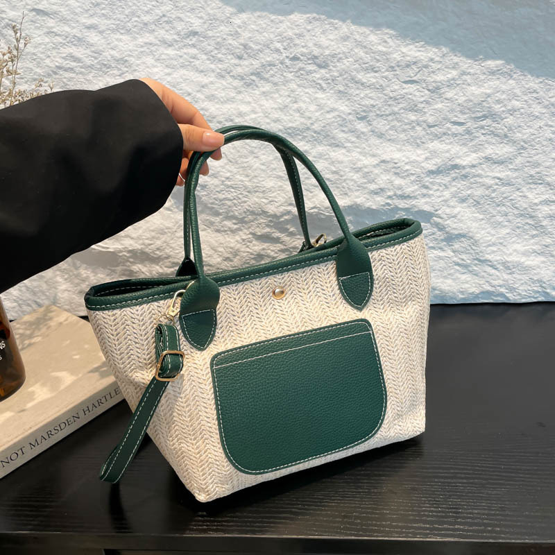 Free Delivery Designer Bag Niche Design Straw Tote Thickened Shopping Shoulder Bag Women's Splicing Hand Women Luxury Bag