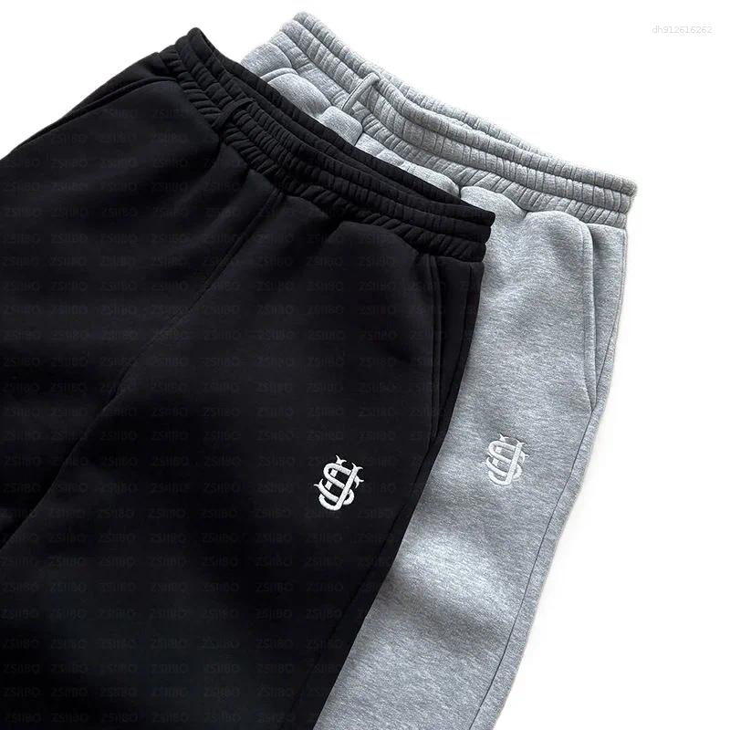 Men's Pants Y2K Fashion Jogger Sweatpants Loose Embroidery Labeled Open Leg Wide Trendy Pocket Couple Straight Hoodie