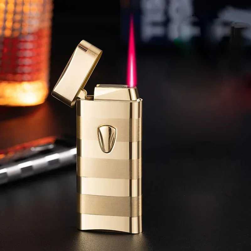 Windproof Red Flame Jet Electronic Induction Battery Butane Gas Cigarette Lighters Smoking Accessories Giftst250516