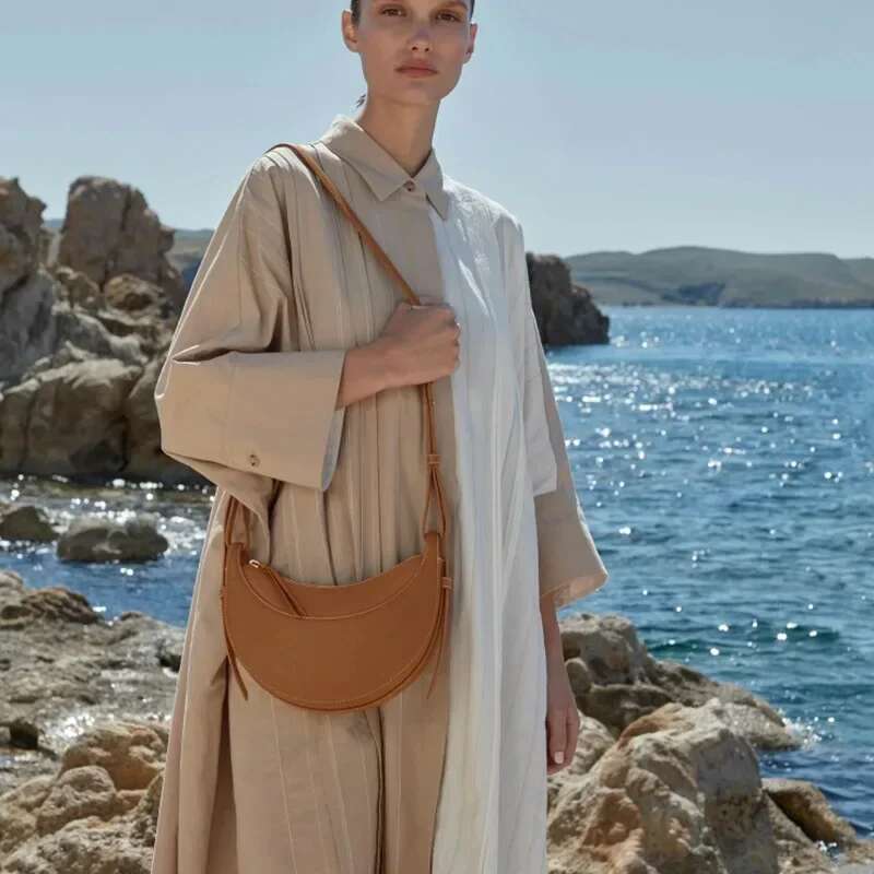 French Niche Crescent New High-end Leather Saddle Single Shoulder Crossbody Armpit Bag For Women