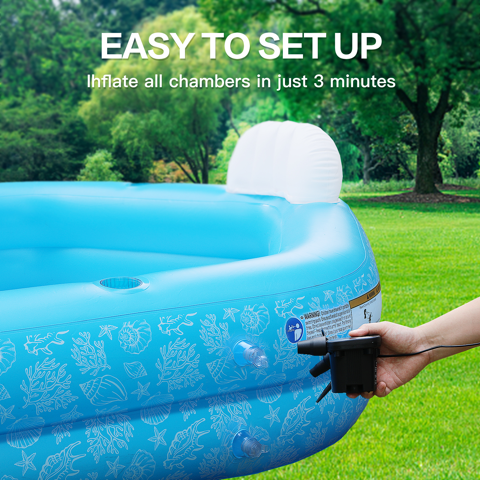 Durable Kids' Water Play Area: Reusable Blow-Up Pool For Fun at Home & Garden