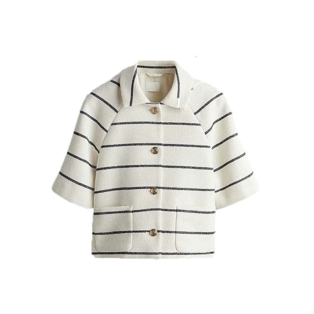 Casual Striped Women Set Lapel Single Breasted Half Sleeve Tops Pockets Mini Shorts Outfit Summer Fashion Lady Sets