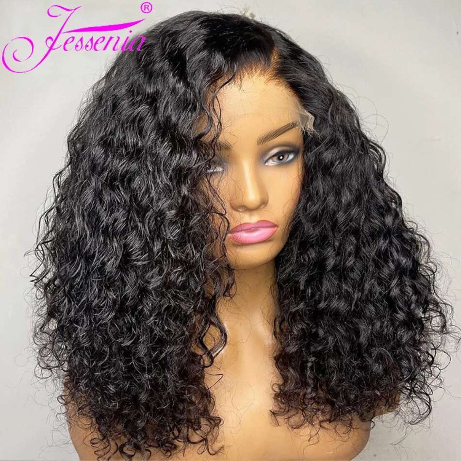 12A Brazilian Loose Water Wave Wet And Wavy Lace Frontal Human Hair HD Transparent Curly Bob Glueless Wigs For Black Women