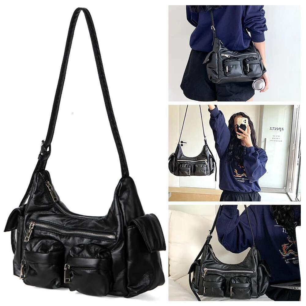 Women Leather Tote Handbag Soft PU Satchel Sling Large Capacity Multi-Pocket Crossbody Hobo Bag Girl Stylish Purse