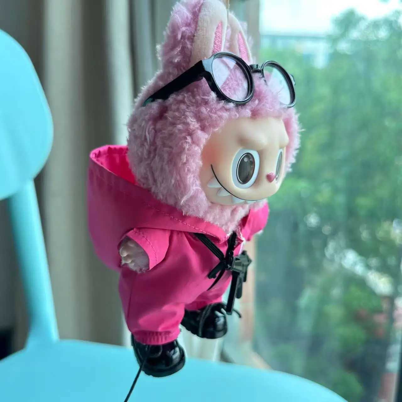 New 17cm Labubu Clothes Outfit Accessories for The Monster Korea Kpop Labubu Idol V1 V2 V3 Commando Jacket Clothing Pendant Mp5 Z250516