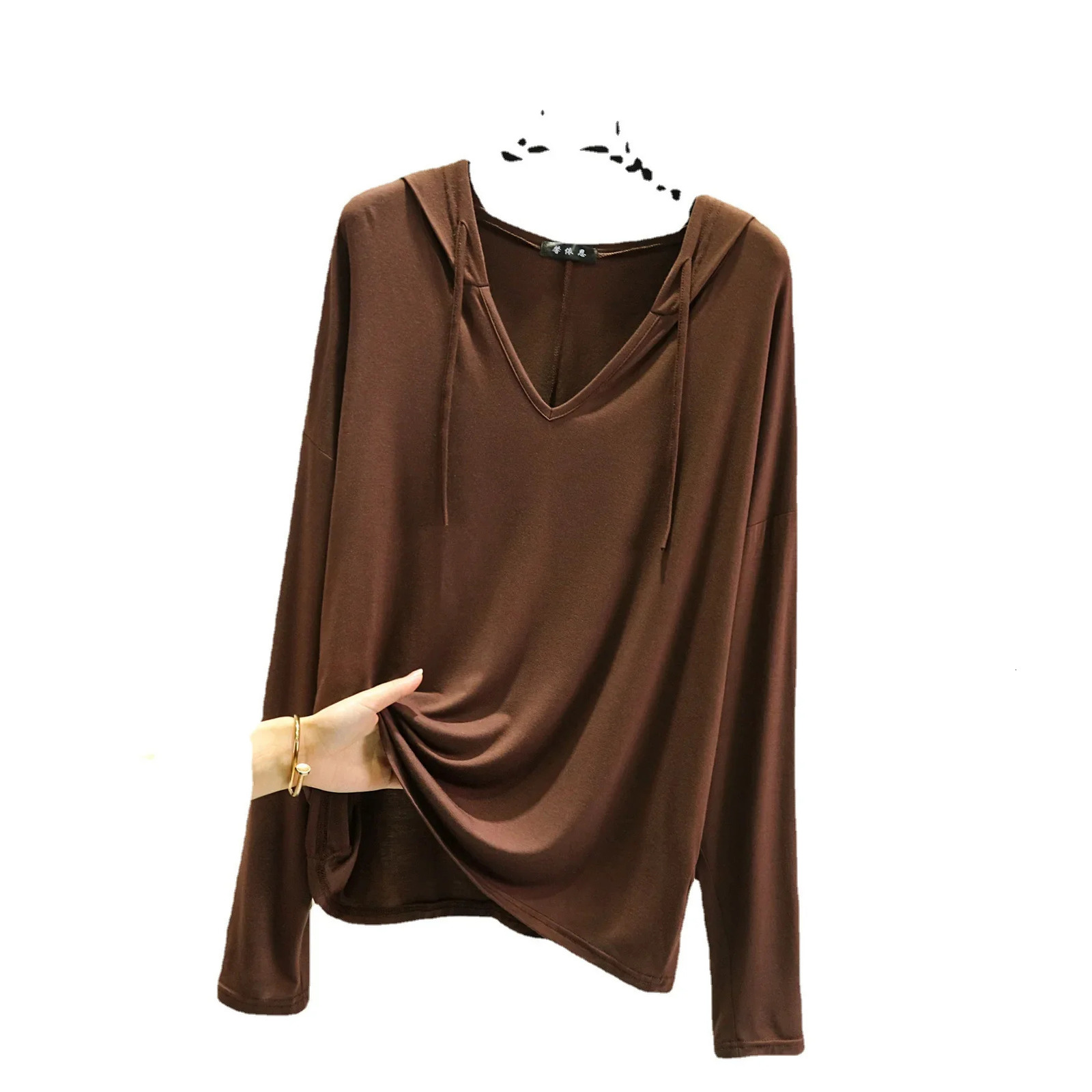 Modal Spring Summer Thin Hooded Sweatshirt Plus Size Base Layer Top Outer Wear TShirt Loose Fit Sun Protection Home Air Conditi 250514