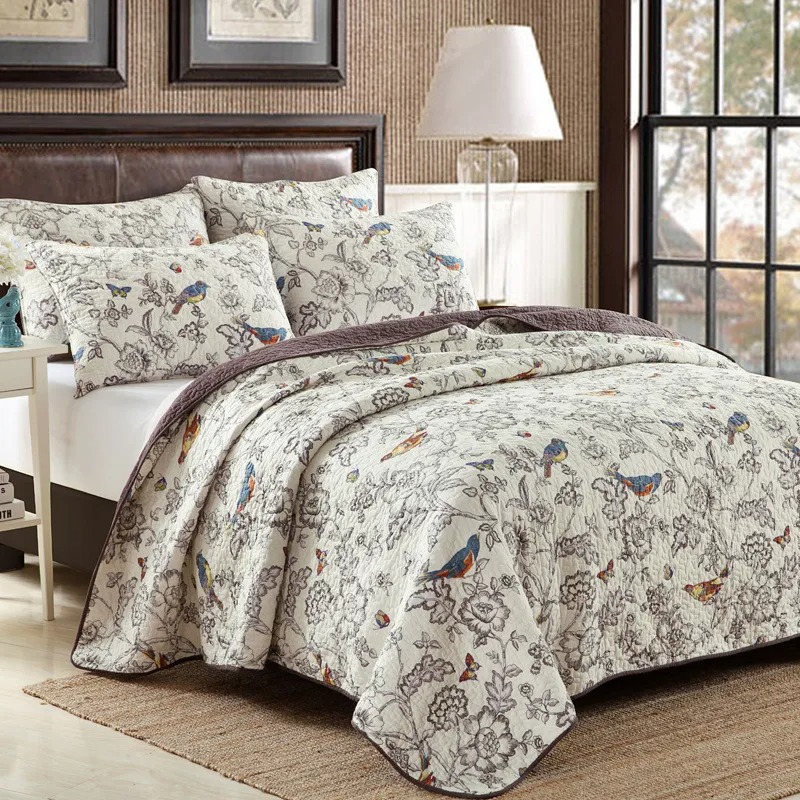 Bedding Sets 4Pcs Vintage French Printing Lace Ruffles Princess Set Milk Velvet Warm Quilt Cover Bed Skirt Bedspread Pillowcases 26AJA