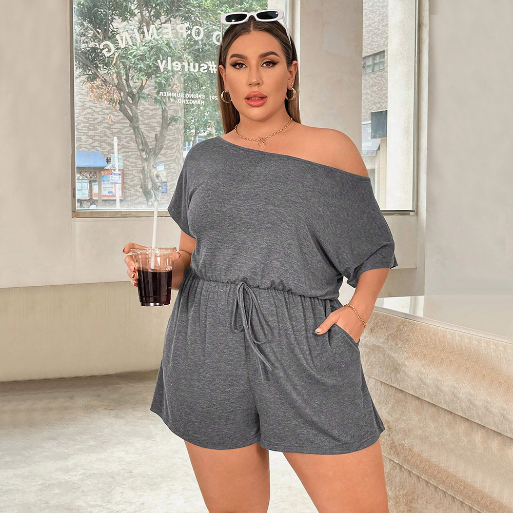 Large Size Womens Simple Casual Jumpsuit for Spring and Summer Home Jumpsuit Three Part Straight Leg Pants