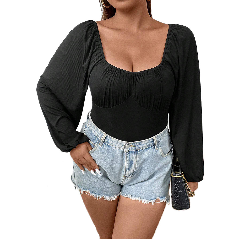 Large Size Womens New Slim Fit and Slimming Bubble Sleeve Long Sleeved Sexy Jumpsuit
