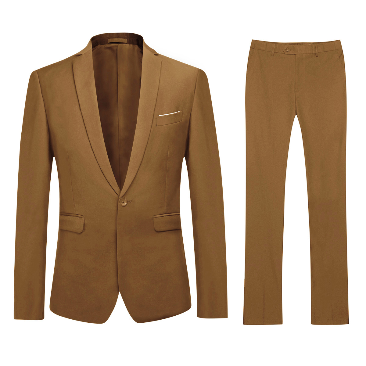 Men's suit two piece slim suit men's wedding ball dress men's formal business suit solid color one button double slit suit