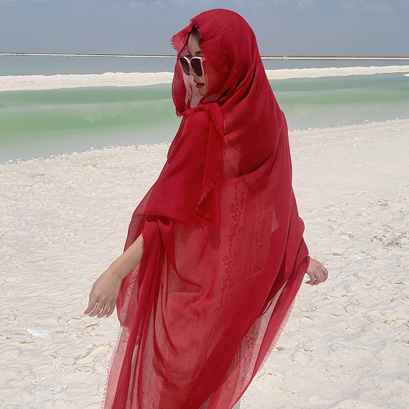 K737 Summer seaside vacation photography cloak large cloak leisure comfortable breathable scarf cloak ethnic style travel shawl