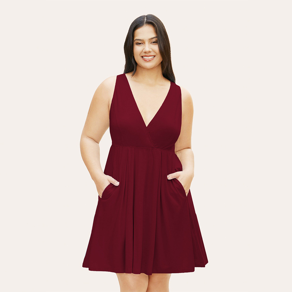 Large Size Womens Elegant Style V-neck Dress Summer New High Waisted Pullover A-line Mid Size Skirt for Children