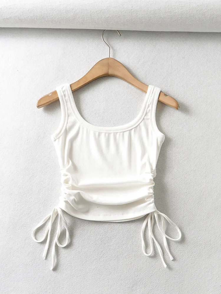 ly arrived girl casual solid color doublesided drawstring vest folding shirt sexy 250506