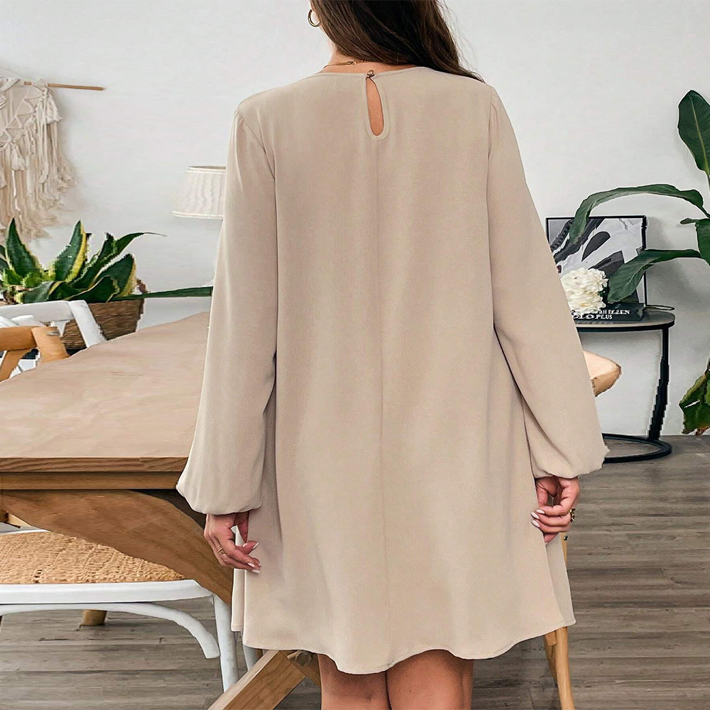 Large Size Womens Simple and Lazy Style Dress for Autumn and Winter Loose and Slimming Temperament One-step Mid Length Skirt