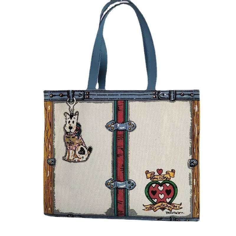 VM FASHION KISS Women Print Shopping Shoulder Tote Bag Canvas Puppy Handbag Large Capacity Cute Cartoon Totes
