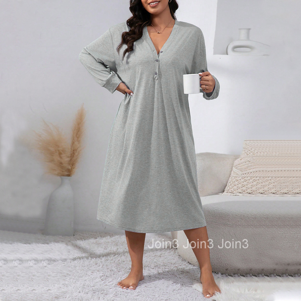 Large Size Womens Fashion Simple Dress Autumn and Winter Home Comfortable Casual Loose Mid Length Skirt