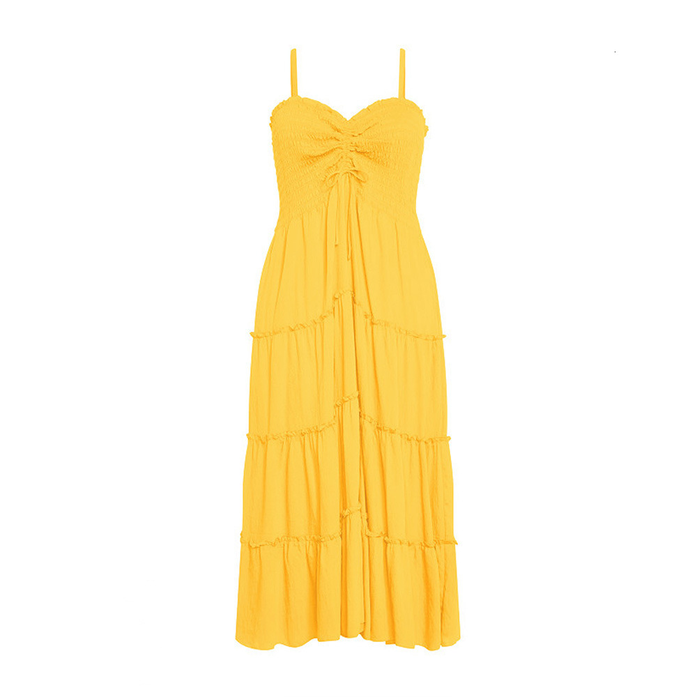 Plus Size Womens Travel Vacation Style Sexy Camisole Dress Summer Seaside Mid Length Skirt