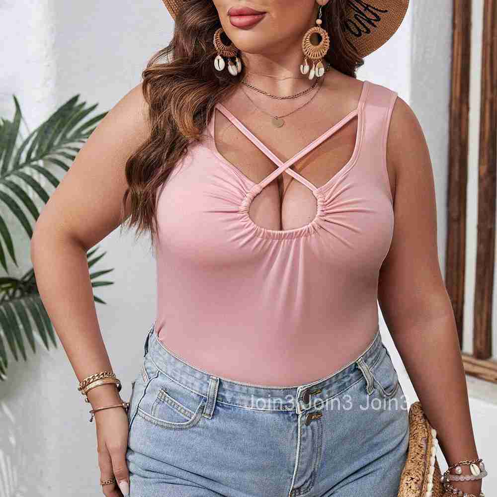 Large Size Womens New Sexy Hollow Irregular Hem Casual Inner and Outer Vest Top
