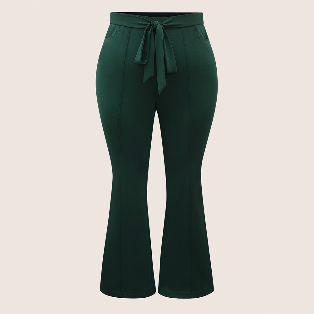 Autumn and Winter New Plus Size Womens Versatile Commuting Style Casual Pants with Elastic Waistband and Flared Pants