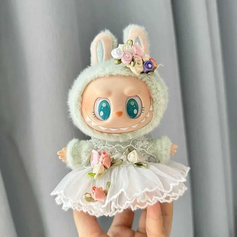 17cm Labubu Monster Plush Doll Outfit Accessories Kit DIY Clothing Set with Hairpin Wedding Dress in Pink White for Kids Gift Z250516