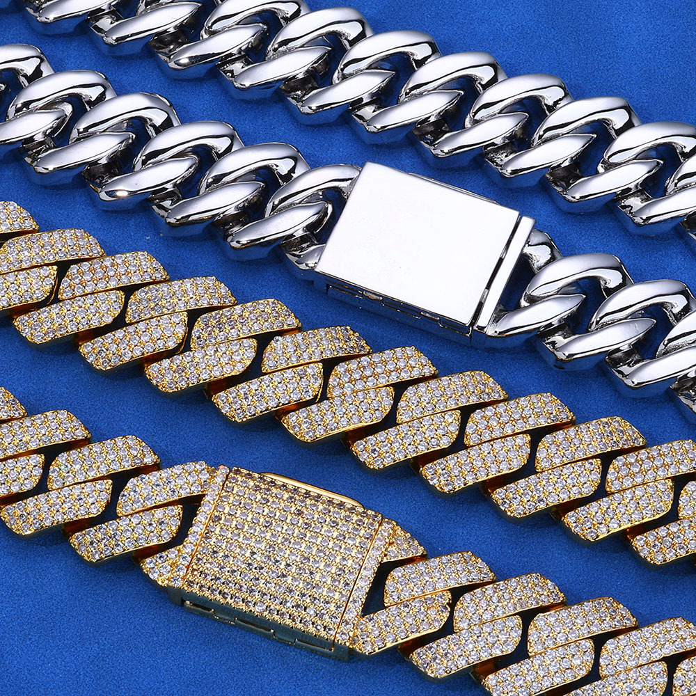 Hip Hop New 20mm Sterg Sier 3 Rows k Chain VVS Moissanite Dia Iced Out Cuban Necklace For Men Jewelry Gift