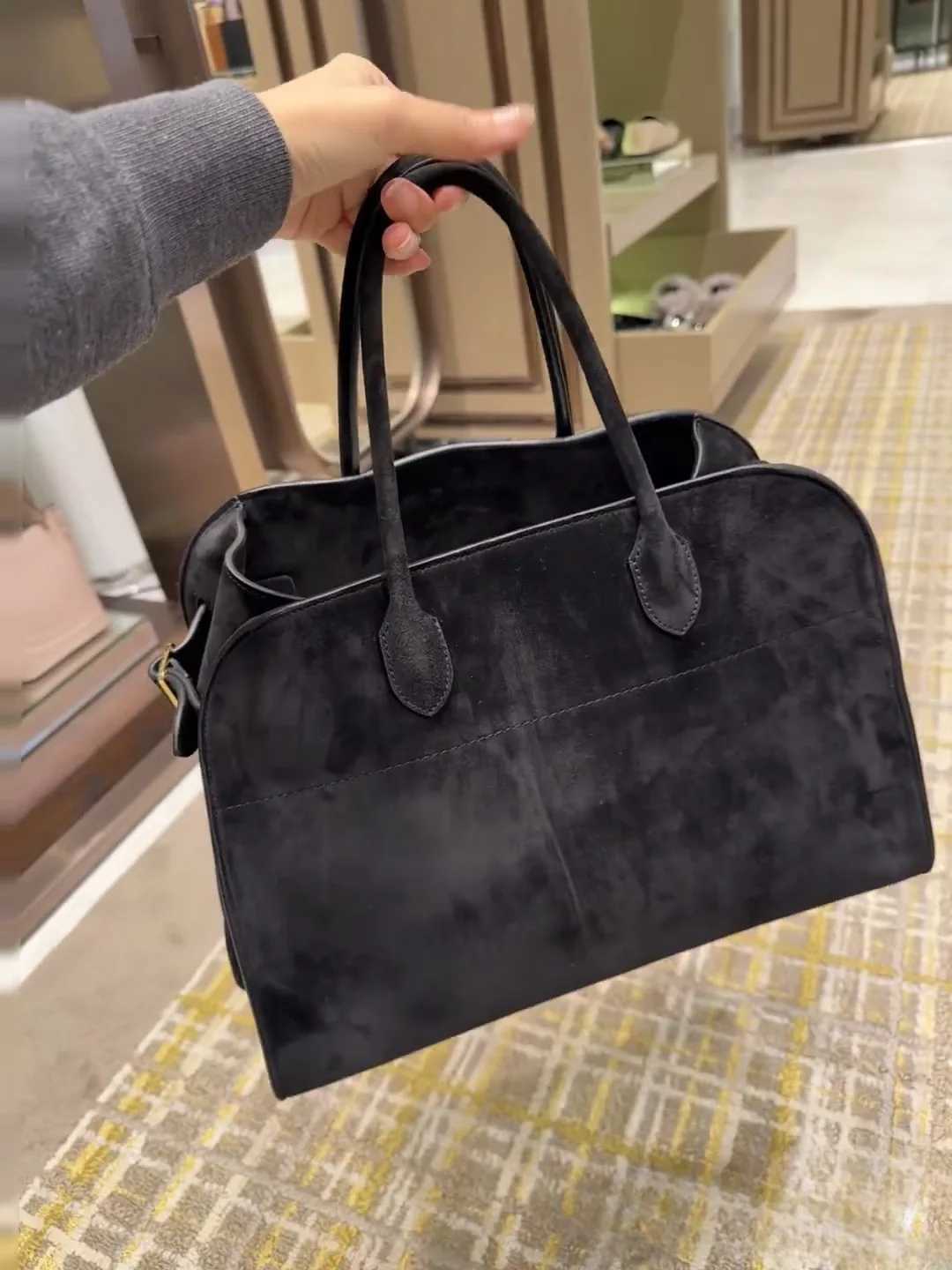 Genuine Leather Margaux 15 Handbag Shoulder Crossbody Bag Soft Suede Tote Bag Large Capacity High Quality Z250516