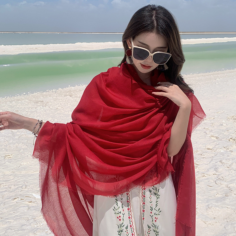 K737 Summer seaside vacation photography cloak large cloak leisure comfortable breathable scarf cloak ethnic style travel shawl