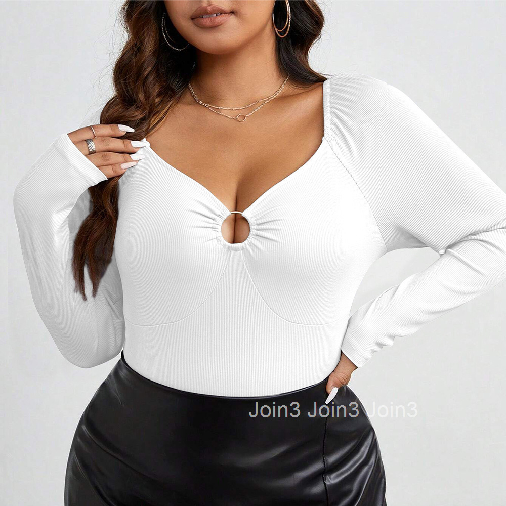 Large Size Womens Clothing Autumn and Winter New Item Chicken Heart Collar Slim Fit Sexy Knitted Long Sleeved T-shirt Top