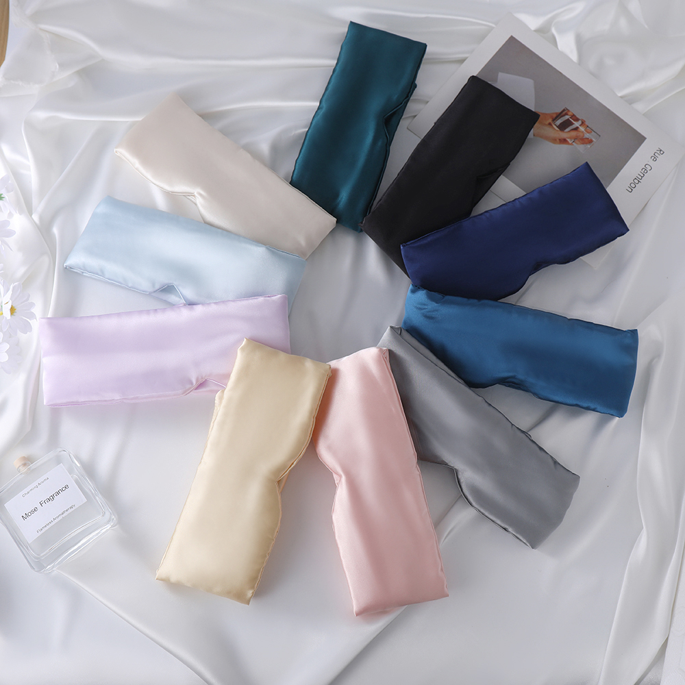 The faux silk eye mask is fully wrapped to block light. It is a large sleep eye mask that is portable, comfortable and breathable for home, nap, trave