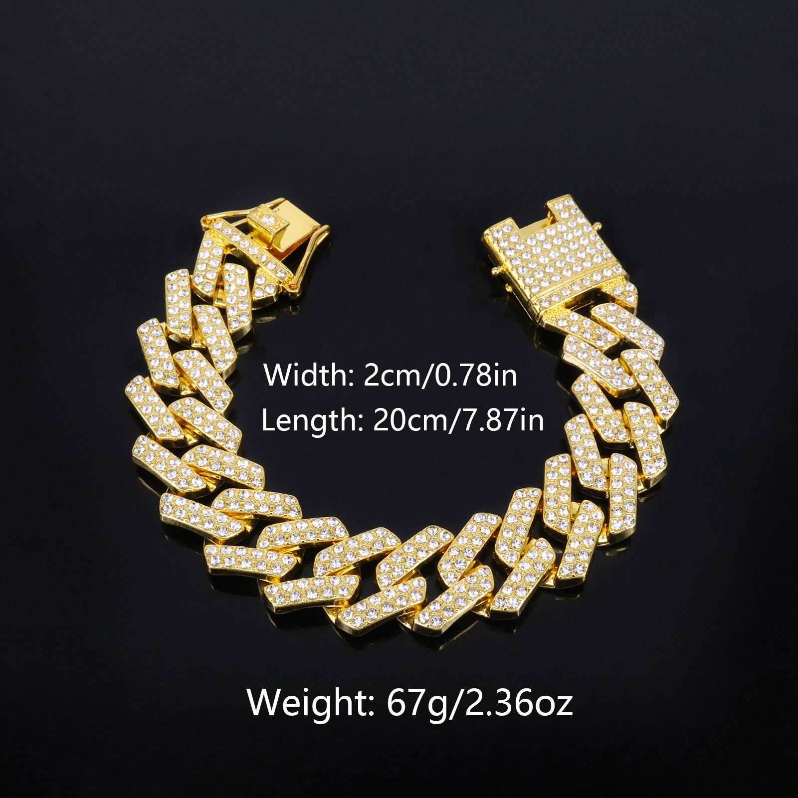 20mm European North American Style Iced Out Diamond Alloy Men's Cuban Link Necklace, Luxury Hip Hop Bling Chain, Cool Streetwear Jewelry