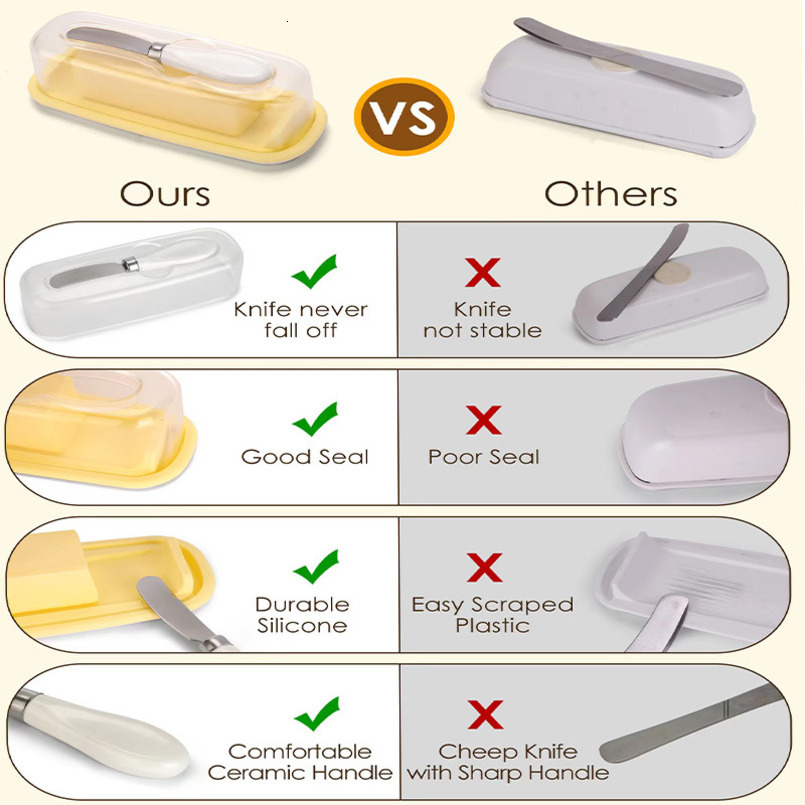 Butter Preservation Box Rectangular With Knife Plastic Container Cutting Butter Storage Box For Storing And Organizing Butter