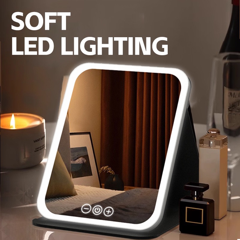 FOLDABLE Mirrors easy to store LED Makeup Mirror 10x Magnifying Mirror with TRL COLOR LIGHT SOURCE Portable Foldable 3 colors 2size free angle