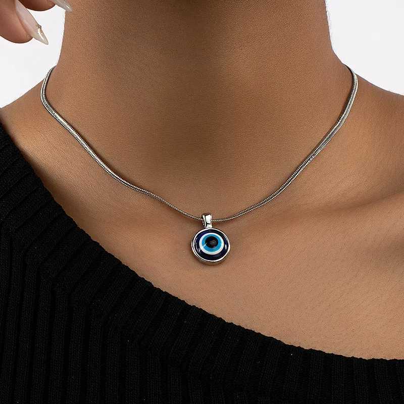 Zircon Evil Eye Necklace for Wen Gold Color Choker Chain Turkish Blue E Pendant Necklace Lucky Jewelry Gift collier femme X250516