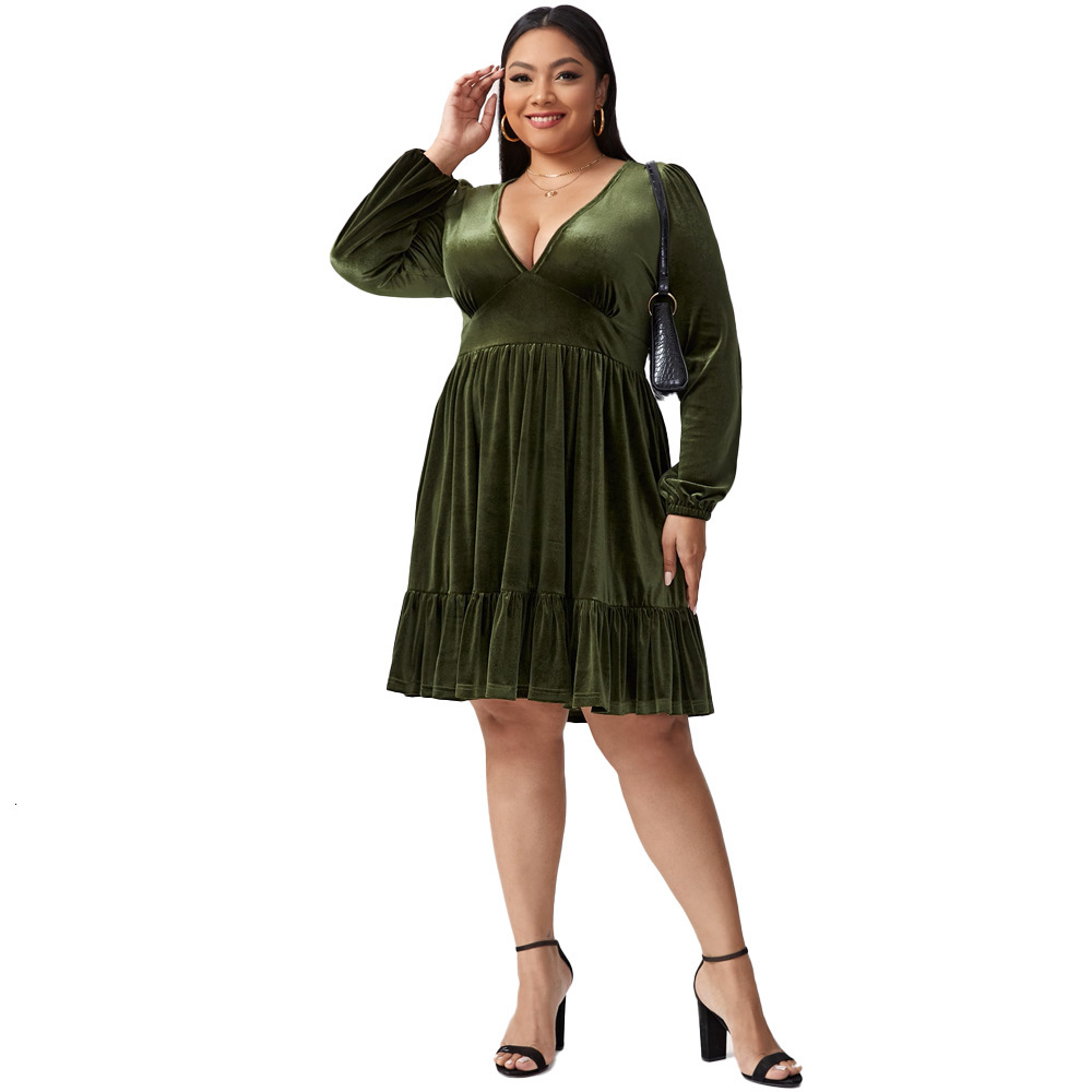 Large Size Womens New Sexy Waist Cinching Velvet Dress Party Dress