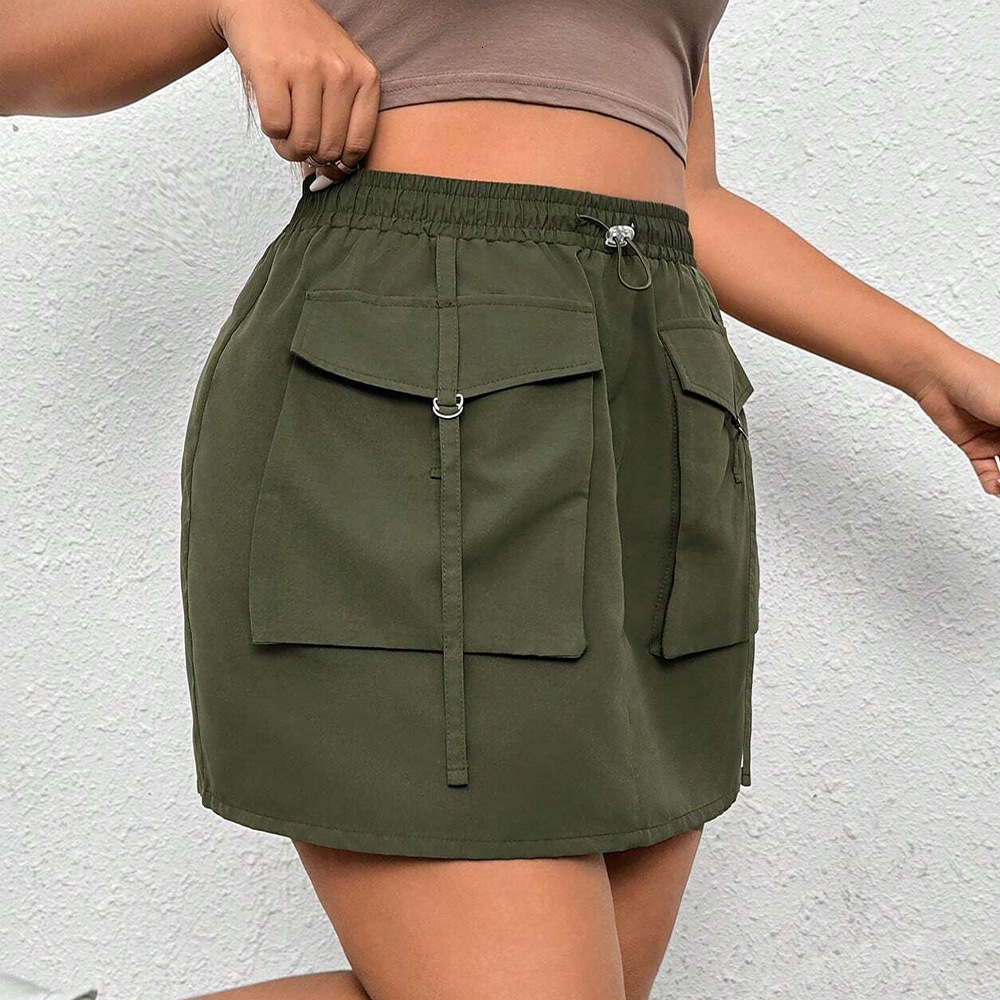 Large Size Womens Clothing Autumn and Winter New Item Ins Street Fashion Elastic Waist A-line Skirt Workwear Half Skirt