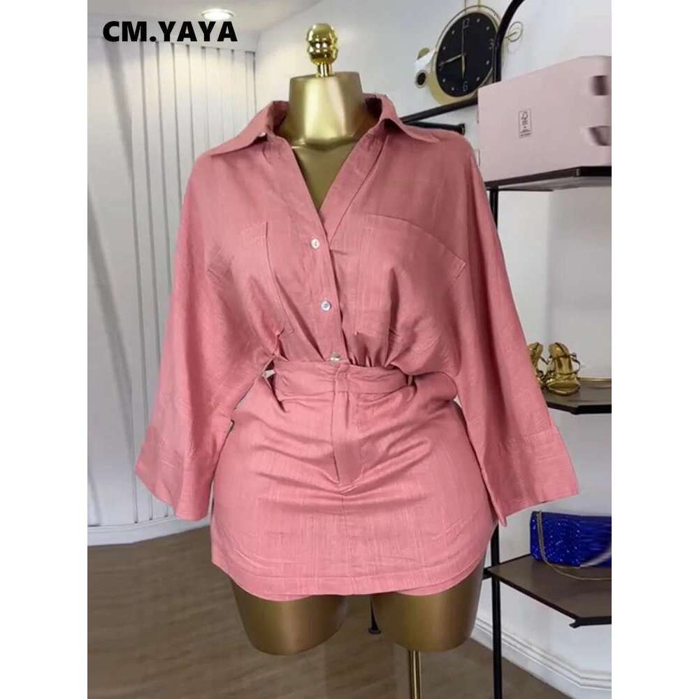 Fashion Women's Set Full Sleeve Turn-down Collar T-shirt and Skirts Shorts Chic Two 2 Piece Sets Outfit Tracksuits