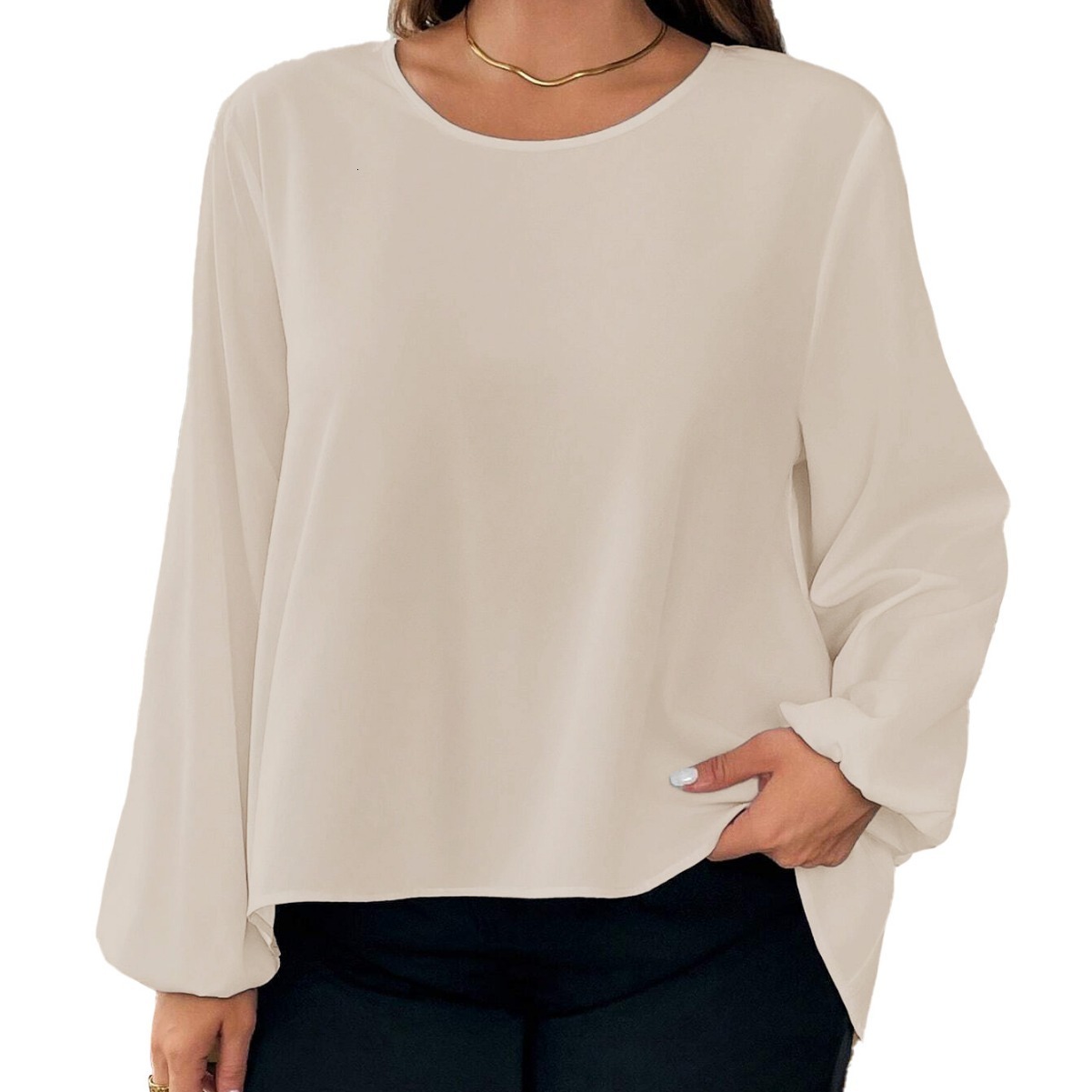Large Size Womens Simple and Lazy Style T-shirt for Autumn and Winter Loose and Slimming Bow Tie Inner Top