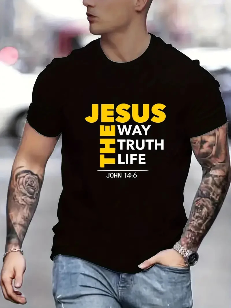 Jesus Print T ShirtTees For MenCasual Short Sleeve Tshirt Summer Casual for AllSeason Comfort Easy Care 250513