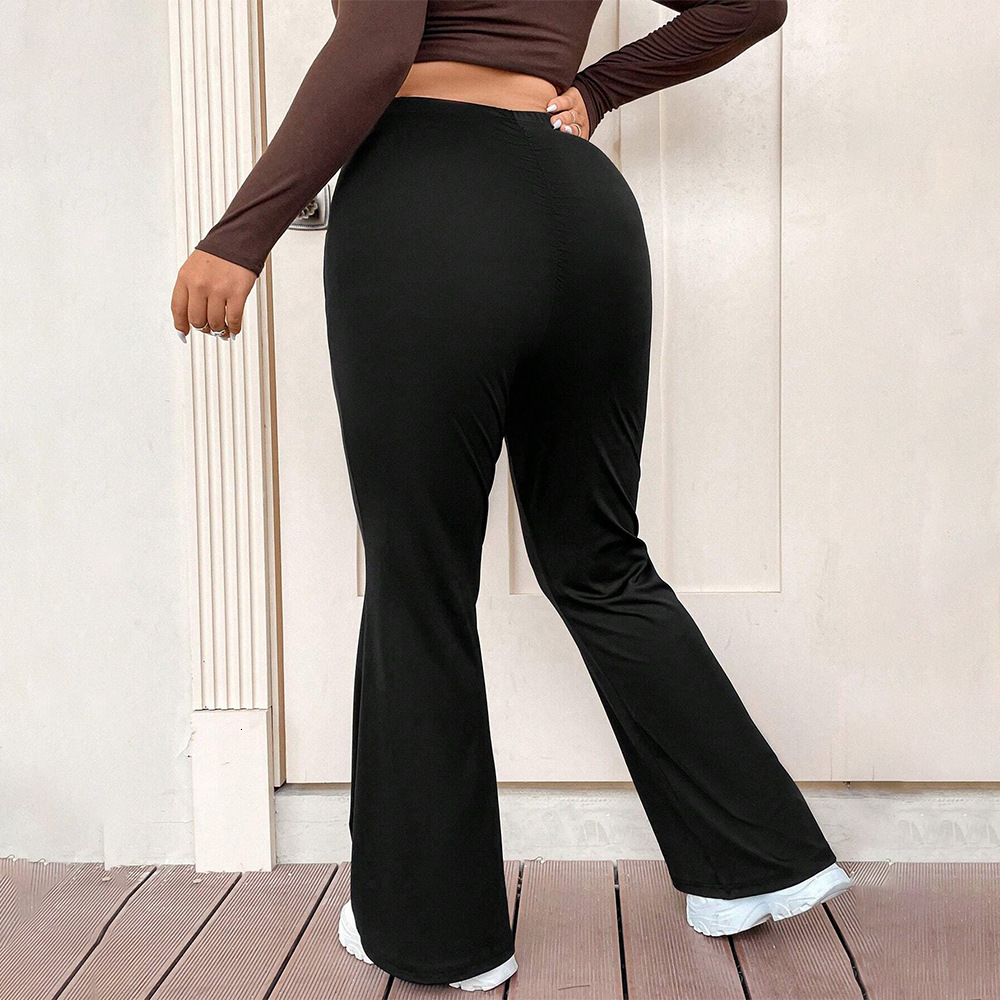 Plus Size Womens Simple Commuting Style Tight Fit Slim Pants for Autumn and Winter New High Waisted Legs Slim and Wide Leg Pants