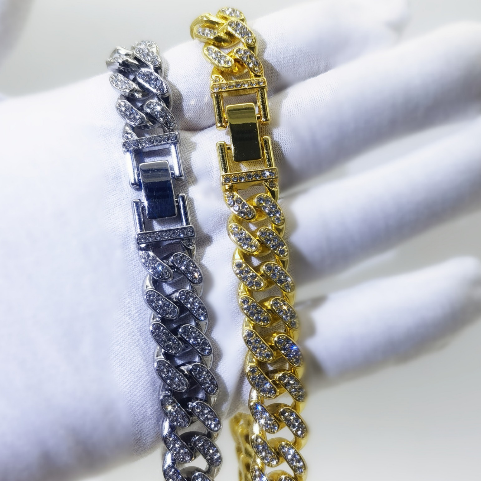 Stylish Rhinestone Inlayed Bangle Armwear | Chic Enameled Hip Hop Style Cufflinks