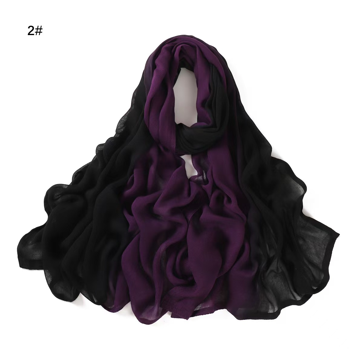 T726 Literary Retro Hand-painted Gradient Color Wide-brimmed Cotton Long Scarf Light Sunscreen Shawl Scarf Beach Towel Headband
