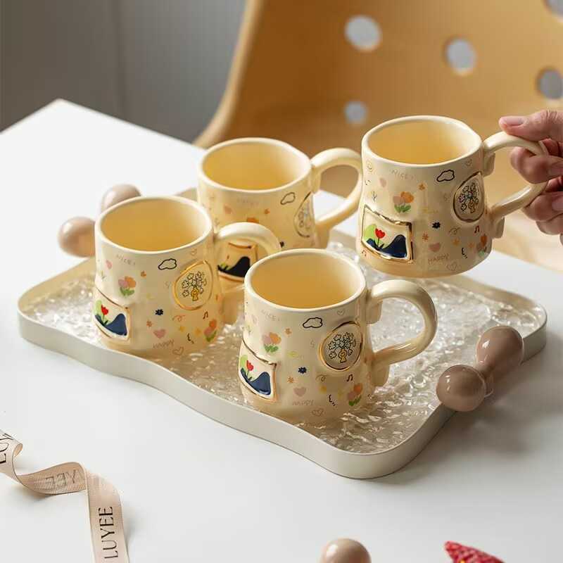 Water cup household set ceramic cup wholesale ceramic water set gift box 2024 housewarming giftC241209