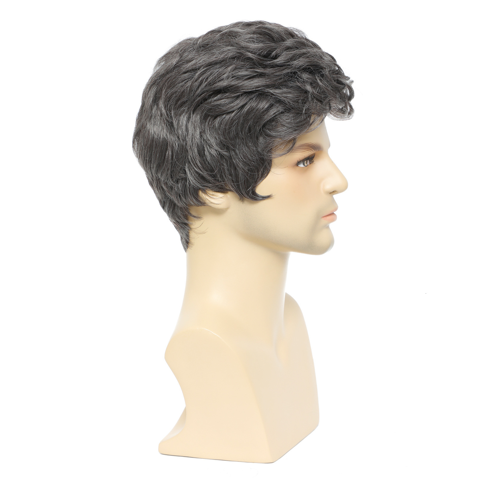 2023 New Mens Wig Short Mens Grey Wig Layered Natural Hair Clothing Heat Resistant Synthetic Wig