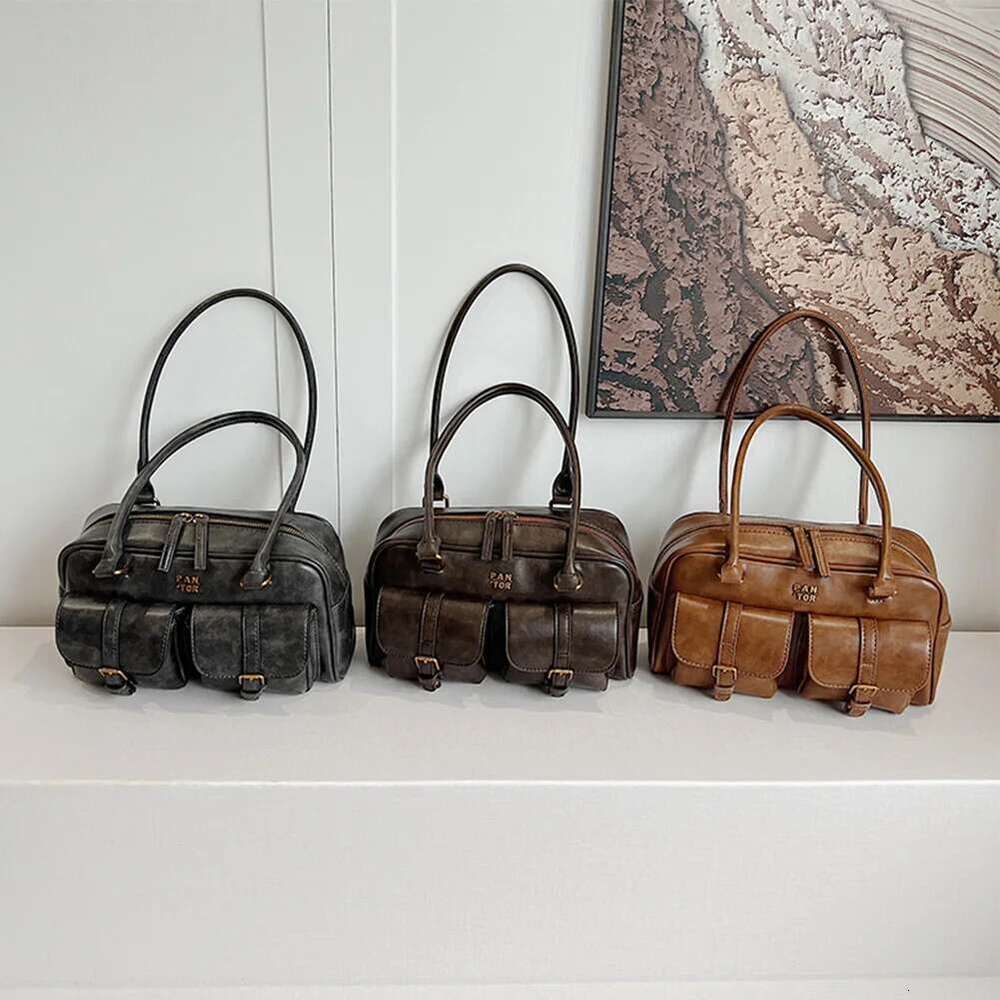 Spacious Boston Tote Bag Women in PU Leather with Multi-Pockets for Travel and Daily Use Classic Handbag