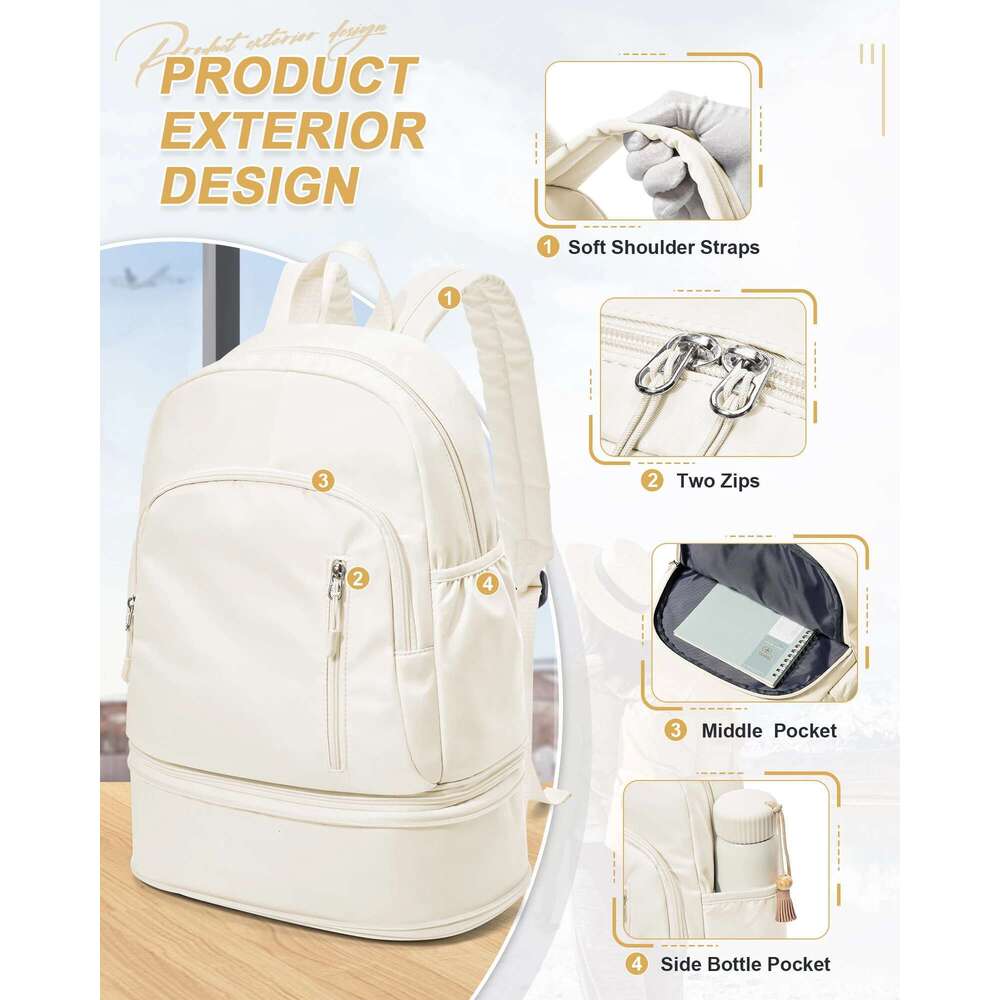 Gym Women, Waterproof Workout with Shoe Compartment & Wet Dry, Lightweight Travel Backpack for Sports Yoga